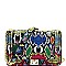 Turn-Lock Multi-Colored Snake Print Shoulder Bag