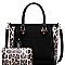 2 WAY PATENT LEOPARD TRIM TOTE WALLET SET
