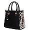 2 WAY PATENT LEOPARD TRIM TOTE WALLET SET