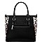 2 WAY PATENT LEOPARD TRIM TOTE WALLET SET