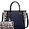 2 WAY PATENT LEOPARD TRIM TOTE WALLET SET