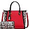 2 WAY PATENT LEOPARD TRIM TOTE WALLET SET