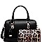 2 WAY PATENT LEOPARD TRIM BOSTON SATCHEL SET