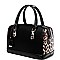 2 WAY PATENT LEOPARD TRIM BOSTON SATCHEL SET