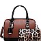 2 WAY PATENT LEOPARD TRIM BOSTON SATCHEL SET