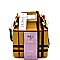 PLAID PRINT BOXY SATCHEL