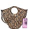2 IN 1 FRINGED SNAKE PRINT SATCHEL