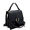 Medium Metal Ring Tassel Accent Flap Satchel Shoulder Bag