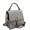 Medium Metal Ring Tassel Accent Flap Satchel Shoulder Bag