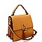 Medium Metal Ring Tassel Accent Flap Satchel Shoulder Bag