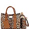 2 in 1 Medium Leopard Print Turn-Lock Accent Satchel