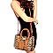 2 in 1 Medium Leopard Print Turn-Lock Accent Satchel