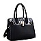 2-Way Medium Snake Print Padlock Accent Satchel