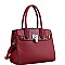 2-Way Medium Snake Print Padlock Accent Satchel