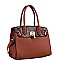2-Way Medium Snake Print Padlock Accent Satchel