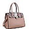 2-Way Medium Snake Print Padlock Accent Satchel