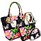 Trendy Flower Butterfly Print Patent 3 in 1 Handle Satchel Tote Value SET MH-LF171F