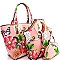 Trendy Flower Butterfly Print Patent 3 in 1 Handle Satchel Tote Value SET MH-LF171F