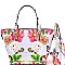 Trendy Flower Butterfly Print Patent 3 in 1 Handle Satchel Tote Value SET MH-LF171F