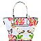 Trendy Flower Butterfly Print Patent 3 in 1 Handle Satchel Tote Value SET MH-LF171F