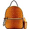 FRONT POCKET OSTRICH EMBOSSED BACKPACK WALLET SET