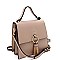 Medium Metal Ring Tassel Accent Flap Satchel Shoulder Bag