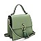 Medium Metal Ring Tassel Accent Flap Satchel Shoulder Bag