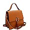 Medium Metal Ring Tassel Accent Flap Satchel Shoulder Bag