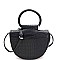 Medium Crocodile Print Round Handle Half-Moon Flap Satchel