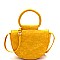 Medium Crocodile Print Round Handle Half-Moon Flap Satchel