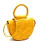 Medium Crocodile Print Round Handle Half-Moon Flap Satchel