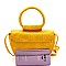 Medium Crocodile Print Round Handle Half-Moon Flap Satchel