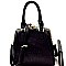 Ostrich Embossed Jewel-Top Frame Satchel Wallet SET MH-LMS0591W