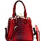 Ostrich Embossed Jewel-Top Frame Satchel Wallet SET MH-LMS0591W