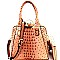 Ostrich Embossed Jewel-Top Frame Satchel Wallet SET MH-LMS0591W