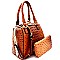 Ostrich Embossed Jewel-Top Frame Satchel Wallet SET MH-LMS0591W