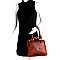 Ostrich Embossed Jewel-Top Frame Satchel Wallet SET MH-LMS0591W