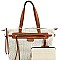 Trendy Knitted Straw Two-Tone Tote Wallet SET MH-LMS0801W