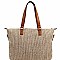 Trendy Knitted Straw Two-Tone Tote Wallet SET MH-LMS0801W