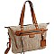 Trendy Knitted Straw Two-Tone Tote Wallet SET MH-LMS0801W