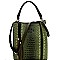Studded Tassel Accent Ostrich Print 2-Way Hobo