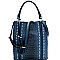 Studded Tassel Accent Ostrich Print 2-Way Hobo
