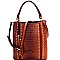 Studded Tassel Accent Ostrich Print 2-Way Hobo