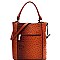 Studded Tassel Accent Ostrich Print 2-Way Hobo