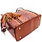 Studded Tassel Accent Ostrich Print 2-Way Hobo