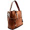 Front Pocket Leatherette 2-Way Hobo Bag