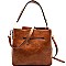 Front Pocket Leatherette 2-Way Hobo Bag