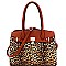 Over Sized Padlock Accent Leopard Print 2-Way Tote