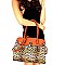 Over Sized Padlock Accent Leopard Print 2-Way Tote