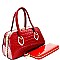 Rhinestone Frame Crocodile Patent Satchel Wallet SET MH-LP7087